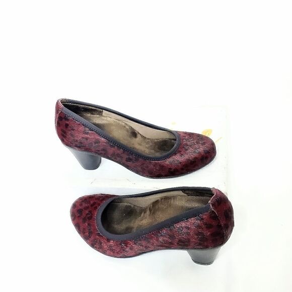 Vionic Calf Hair Mabrey Wine Leopard Print Heels - Picture 3 of 11